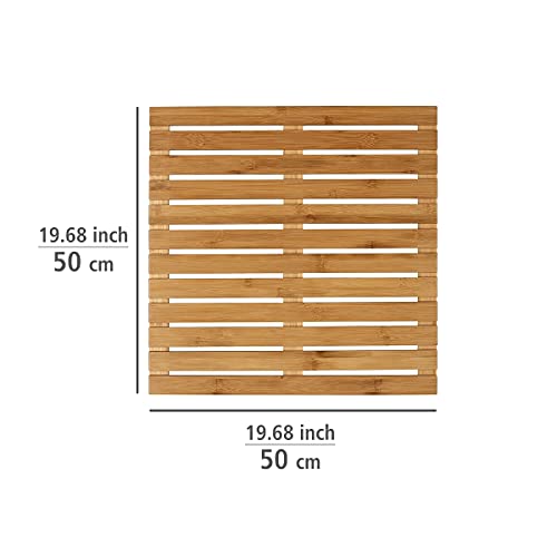 WENKO Baderost Indoor & Outdoor Bambus, rutschfeste Badematte für den Innen- und Außenbereich aus umweltfreundlichem Bambus 50 x 50 cm - 4