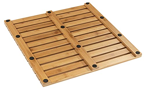 WENKO Baderost Indoor & Outdoor Bambus, rutschfeste Badematte für den Innen- und Außenbereich aus umweltfreundlichem Bambus 50 x 50 cm - 6