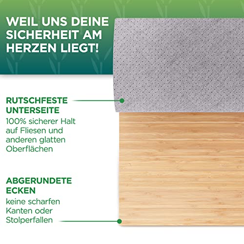 Green’n’Modern Badematte aus Bambus rutschfest 80 x 50 | Bambusmatte Badteppich Badezimmer - 4