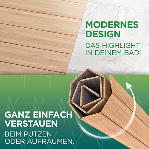 Green’n’Modern Badematte aus Bambus rutschfest 80 x 50 | Bambusmatte Badteppich Badezimmer - 6