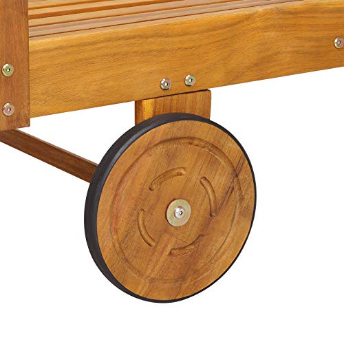 Casaria Sonnenliege Tami Sun Akazien Holz verstellbar ausziehbarer Tisch klappbar Gartenliege Holzliege Liege Liegestuhl - 8