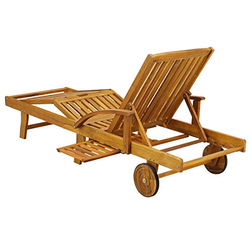 Casaria Sonnenliege Tami Sun Akazien Holz verstellbar ausziehbarer Tisch klappbar Gartenliege Holzliege Liege Liegestuhl - 9
