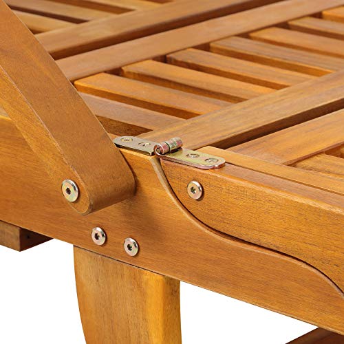Deuba Sonnenliege Tami Sun 2er Set Akazien Holz verstellbar ausziehbarer Tisch klappbar Gartenliege Holzliege Liege - 8