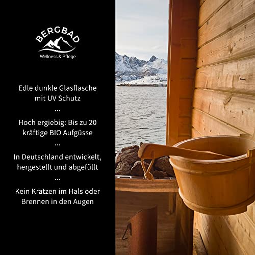 BERGBAD 3 x 100ml BIO Saunaaufguss Set Erfrischung – wohltuendes, erfrischendes Sauna-Aufgussmittel mit Bio-Alkohol, Wasser und 100% naturreinen ätherischen BIO Ölen - 4