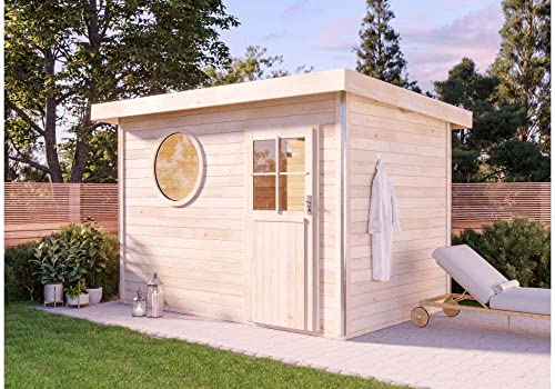 FinnTherm Saunahaus Relax O aus Holz Gartensauna mit 38 mm Wandstärke Sauna Außensauna Pultdach - 2