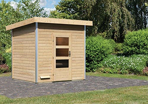 FinnTherm Saunahaus Pure aus Holz Gartensauna mit 38 mm Wandstärke Sauna Außensauna Pultdach - 3