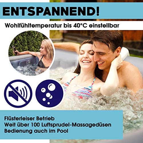 Whirlpool aufblasbar MSpa Tekapo für 6 Personen 185 x 185 cm In-Outdoor Pool 132 Massagedüsen Timer Heizung Aufblasfunktion per Knopfdruck TÜV geprüft Bubble Spa Wellness Massage - 2
