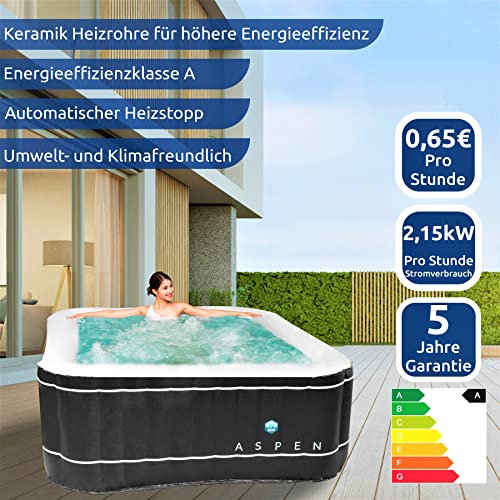 JUNG ASPEN Whirlpool aufblasbar eckig, TÜV geprüft, 4 Personen SPA selbstaufblasend, beheizter Pool Outdoor & Indoor, 168x168cm, 110 Wellness Luftdüsen - 3