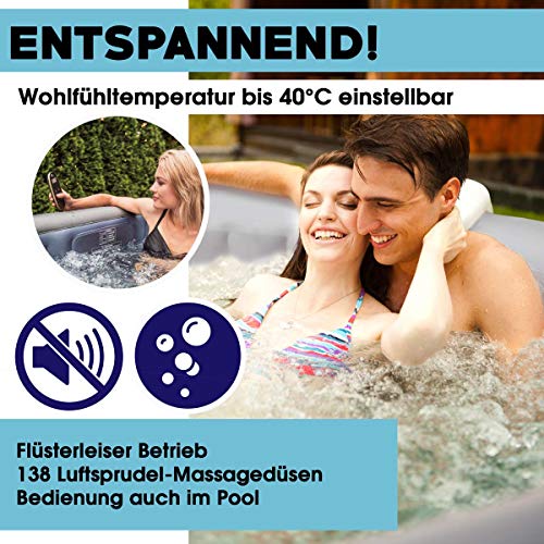 BRAST Whirlpool aufblasbar MSpa Ottoman 6 Personen Ø 204 x 70 cm In- Outdoor Pool 138 Massagedüsen Timer Heizung Aufblasfunktion TÜV - 3