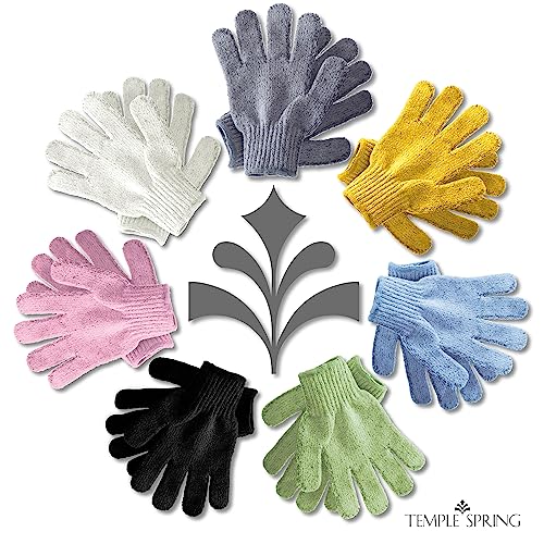 TEMPLE SPRING – Peelinghandschuh, Peeling Handschuh aus Bambus, Peeling Handschuhe, Badeschwamm Natur, Saunahandschuh, (Kornblumenblau) - 6