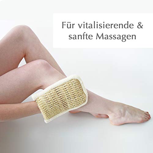 Sisal Set in Bio-Qualität. Massagegurt & Peelinghandschuh. Für Nassmassagen & Trockenmassagen geeignet. Peeling mit Rückenschrubber & Massagehandschuh. Bio-Sisal & Bio-Baumwolle für Wellness & Pflege - 6