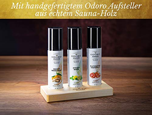 Saunaaufguss Duft Set inkl. Holzständer – 100% ätherische Öle – Fichtennadel, Kiefernadel, Zirbelkiefer - 2