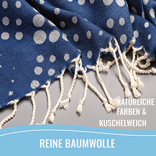 JuliJu – das vielseitige Saunatuch, Hamamtuch, Strandtuch, Badetuch – 100% Baumwolle (100 x 180 cm, Dunkelblau) - 4