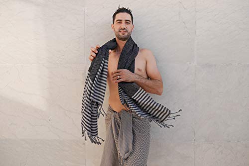 Stefano Ferrante KELIM LUX Hamamtuch Saunatuch Pestemal Fouta Strandtuch Badetuch Handtuch Baumwolle Backpacker 100 x 180 cm (Braun) - 3