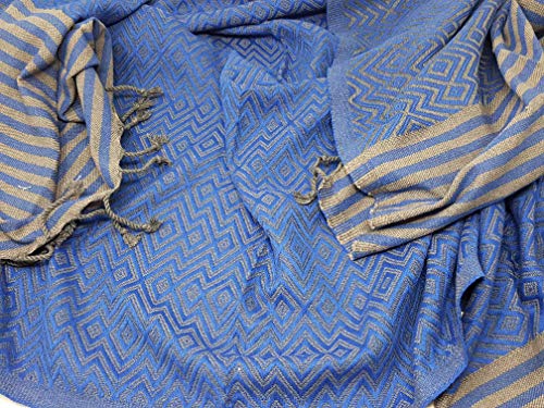 Bella Casa KELIM LUX Hamamtuch Saunatuch Pestemal Fouta Strandtuch Badetuch Handtuch Baumwolle Backpacker 100 x 180 cm (Royalblau) - 2