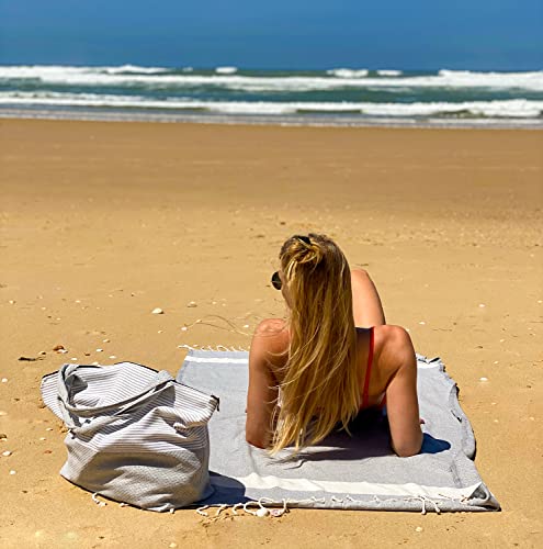 SOLTAKO XXL 2X Fouta Strandtuch Handtuch Saunatuch Badetuch Hamamtuch Yoga Decke Pestemal Damen Herren Geschenkset extra groß leicht leicht, 100 x 200 cm (Anthrazit-Pastellgrau, 2) - 7