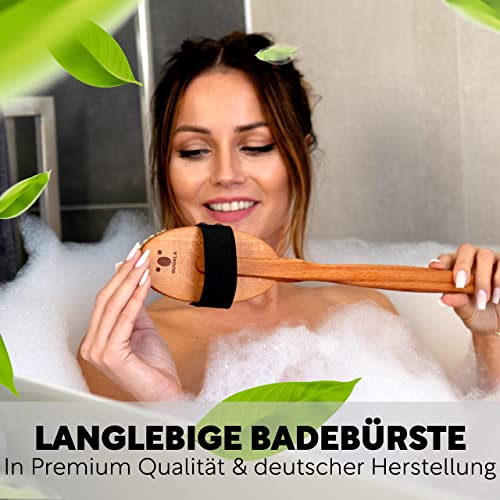 Nachhaltige Body Brush: Badebürste aus Holz und Naturborsten. Typ: MITTEL (Sisal&Rosshaar). Körperbürste, Rückenbürsten mit langem Stiel, Nassbürste & Trockenbürste - 7
