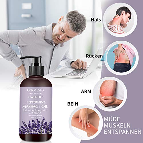 Massageöl für Erwärmen, Entspannen, Massieren Gelenkschmerzen Linderung, Lavendel Peppermint Massage Oil - 3