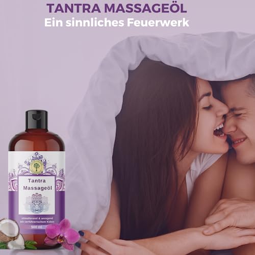 Tantra Massageöl 500 ML XXL | mit sinnlichem Kokos | Liebesöl Grüne Valerie Stimulierend und anregend, perfekt für die leidenschaftliche Partnermassage - 7