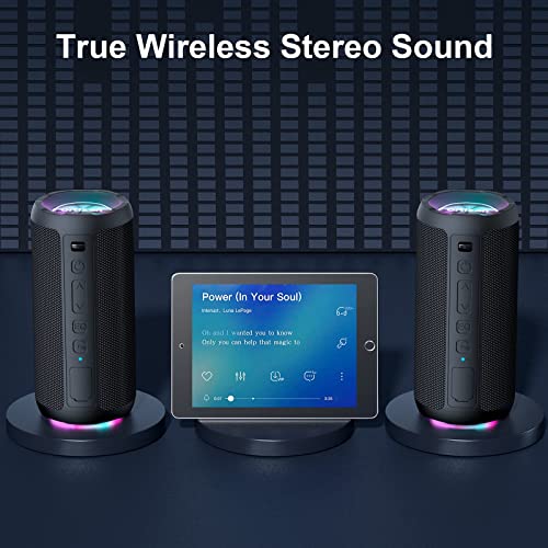 Ortizan Bluetooth Lautsprecher mit Licht, Musikbox Tragbarer Bluetooth Box mit IPX7 wasserdicht, Dualen Bass-Treibern, 30h Akku - 3