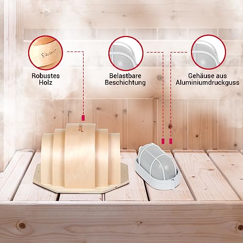 SULENO – Sauna Leuchte BELLA ECK, Saunalampe, Saunaleuchte aus Holz - 5