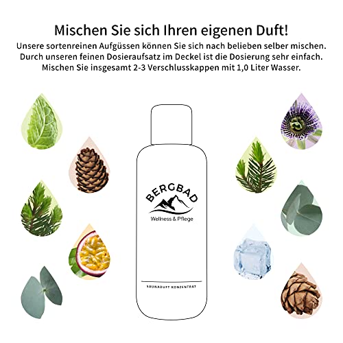 BERGBAD Saunaaufguss Fichtennadel 250ml, wohltuendes, erfrischendes Sauna-Aufgussmittel ohne Alkohol - 4