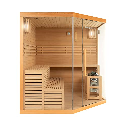 Home Deluxe – Traditionelle Sauna – Skyline XL Big – Maße: 200 x 200 x 210 cm – für 2-6 Personen, Hemlocktanne, inkl. Ofen, Saunazubehör I Dampfsauna Aufgusssauna Finnische Sauna - 2