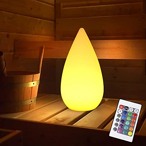 ACMHNC Kabellos Sauna Lampe Akku Tischlampe Dimmbar mit Fernbedienung, LED Outdoor Tischleuchte Wiederaufladbare, Weiß Nachttischlampe 16 RGB IP54