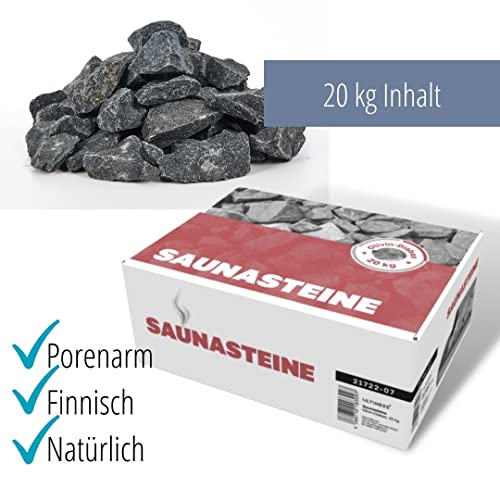 ULTINESS – Saunasteine 20 kg OLIVIN DIABAS finnische Aufgusssteine Dampfsteine für Saunaofen Elektroofen Holzofen Saunazubehör - 2