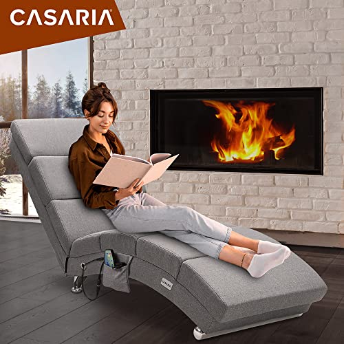 Casaria Relaxliege XXL Massage Heizfunktion 186x89x55cm Ergonomisch Stoff Gepolstert 180kg Chaiselongue Relaxsessel Grau - 2