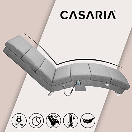 Casaria Relaxliege XXL Massage Heizfunktion 186x89x55cm Ergonomisch Stoff Gepolstert 180kg Chaiselongue Relaxsessel Grau - 4