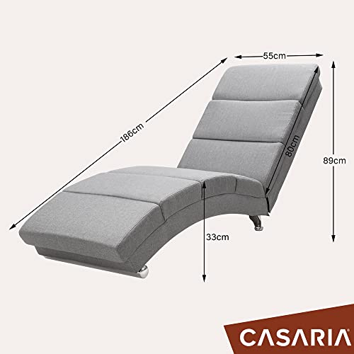 Casaria Relaxliege XXL Massage Heizfunktion 186x89x55cm Ergonomisch Stoff Gepolstert 180kg Chaiselongue Relaxsessel Grau - 7