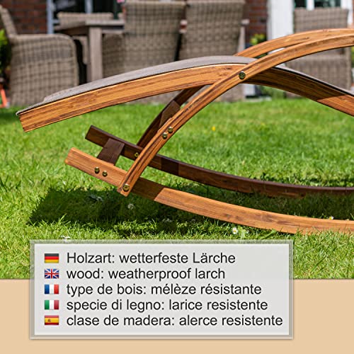 Ampel 24 Relax Schaukelstuhl Rio, Relaxliege mit Armlehnen, Gartenmöbel aus vorbehandeltem Holz, Stuhl Bespannung braun, wetterfeste Gartenliege - 3