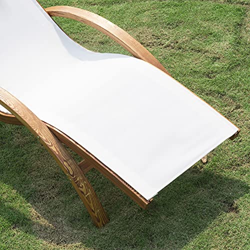 Outsunny Sonnenliege Gartenliege Liegestuhl Relaxliege Liege Relaxsessel mit Kopfkissen Lärche + Textilgewebe Braun+Creme 161 x 72 x 68 cm - 7