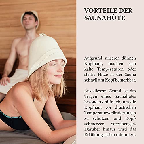 LoWell® Saunahut – Filzhut für Damen und Herren inkl. Sauna-Ratgeber – Ideales Sauna Zubehör für ein einzigartiges Wellness Erlebnis – Saunamütze Saunakappe - 4