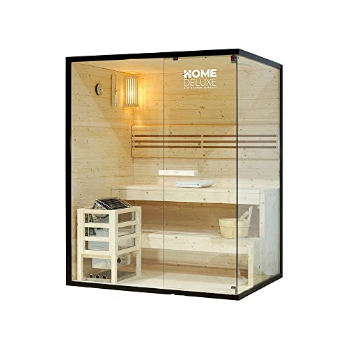 Home Deluxe - Traditionelle Sauna - Shadow L - 150 x 120 x 190 cm - für 3 Personen - hochwertiges Fichtenholz, inkl. Saunaofen, Saunazubehör I Dampfsauna Aufgusssauna Finnische Sauna Bio Sauna