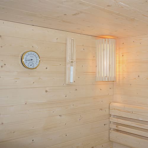 Home Deluxe – Traditionelle Sauna – Shadow L – 150 x 120 x 190 cm – für 3 Personen – hochwertiges Fichtenholz, inkl. Saunaofen, Saunazubehör I Dampfsauna Aufgusssauna Finnische Sauna Bio Sauna - 4