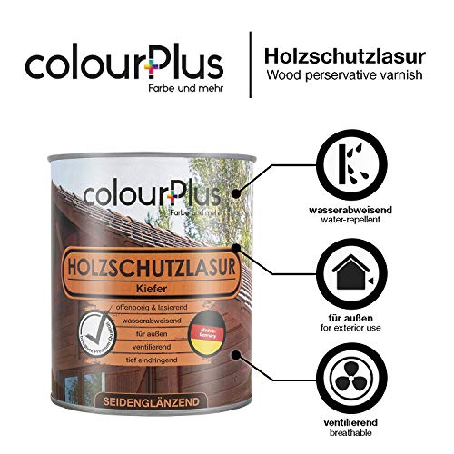 colourPlus® Holzschutzlasur (750ml, Kiefer) seidenglänzende Holzlasur - 3