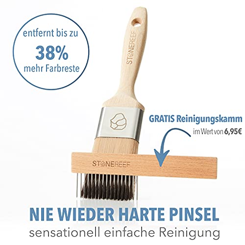 STONE REEF® – Malerpinsel Set inkl. Reinigungskamm – Haarverlustfreie Lasurpinsel - 2