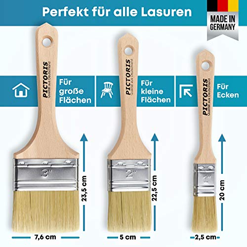 PICTORIS Lasurpinsel Set Premium | 100% Made in Germany | 3 handgefertigte Malerpinsel für Profis - 2