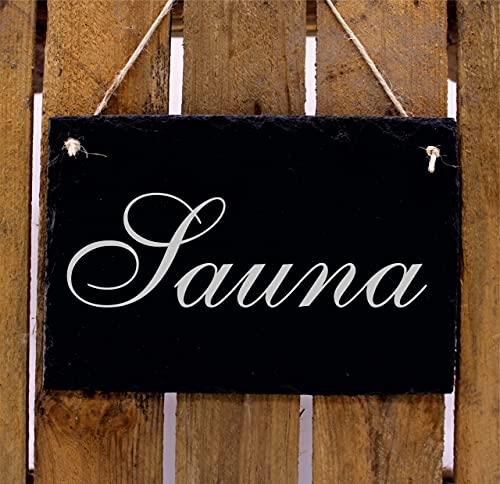 Schieferplatte Schild « SAUNA » mit MOTIV - 2