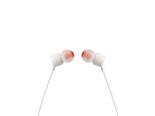 JBL Tune 110 – In-Ear Kopfhörer mit verwicklungsfreiem Flachbandkabel und Mikrofon in Weiß - 2