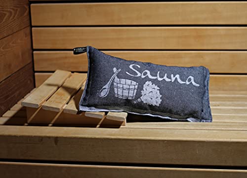 Jokipiin | 1 Saunakissen Lieblingskissen Reisekissen | Design: Sauna, dunkelblau/weiß | Maße: 40 x 22 cm, Leinen/Baumwolle - 3