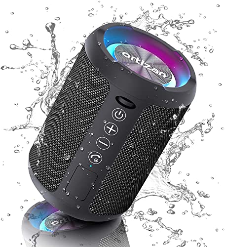 Ortizan Kabelloser Bluetooth Lautsprecher mit LED Licht - Tragbarer Lautsprecher Bluetooth Boxen mit enormer Bass, IPX6 Wasserschutz