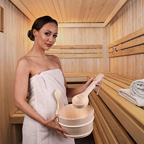 CozyNature Sauna Eimer mit Kelle aus hochwertigem finnischen Kiefern-Holz - 7