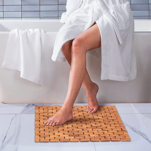 Luxuriöse Mehrzweck-Badematte aus Bambus für Dusche, Spa, Sauna mit rutschfesten Füßen, 60 x 40 cm - 5