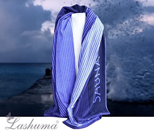 Lashuma Saunatuch Helsinki, Blau – Schwarz, Hochwertiges XXL Handtuch, Badehandtuch Strandtuch 85×200 cm - 4