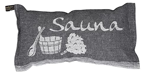 Jokipiin | 1 Saunakissen Lieblingskissen Reisekissen | Design: Sauna, schwarz/weiß | Maße: 40 x 22 cm, Leinen/Baumwolle