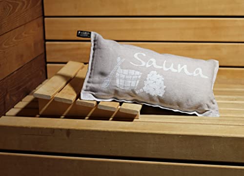 Jokipiin | 1 Saunakissen Lieblingskissen Reisekissen | Design: Sauna, beige/weiß | Maße: 40 x 22 cm, Leinen/Baumwolle - 3