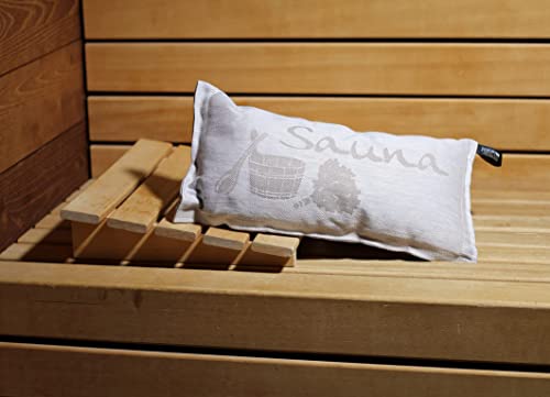 Jokipiin | 1 Saunakissen Lieblingskissen Reisekissen | Design: Sauna, beige/weiß | Maße: 40 x 22 cm, Leinen/Baumwolle - 4